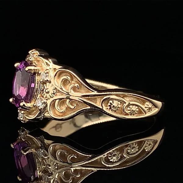 Custom Sapphire And Diamond Floral Ring Image 3 Geralds Jewelry Oak Harbor, WA