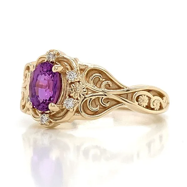 Custom Sapphire And Diamond Floral Ring Image 5 Geralds Jewelry Oak Harbor, WA