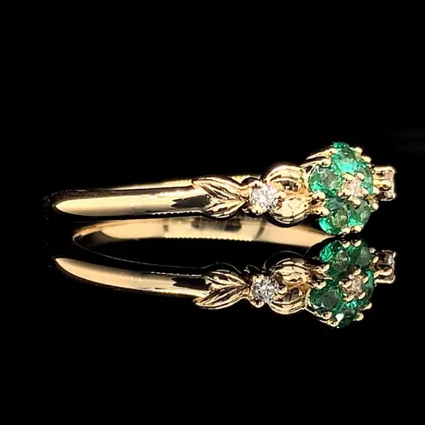 Custom Emerald and Diamond Flower Ring Image 3 Geralds Jewelry Oak Harbor, WA