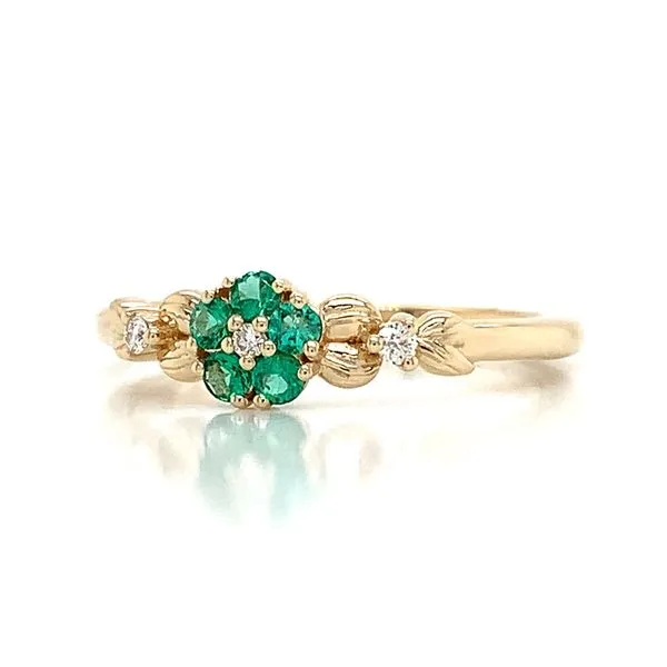 Custom Emerald and Diamond Flower Ring Image 5 Geralds Jewelry Oak Harbor, WA