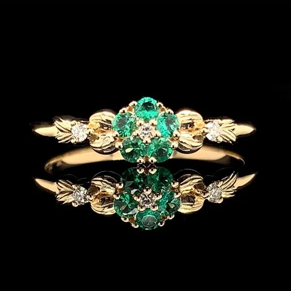 Custom Emerald and Diamond Flower Ring Geralds Jewelry Oak Harbor, WA