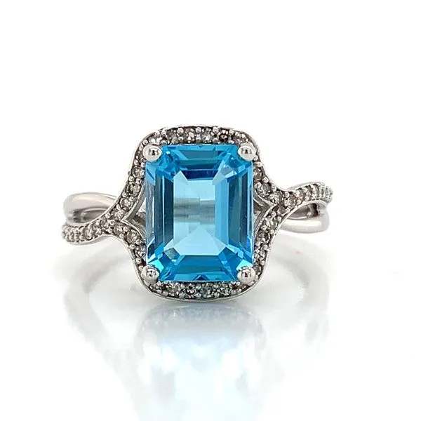 Swiss Blue Topaz And Diamond Ring Image 4 Geralds Jewelry Oak Harbor, WA
