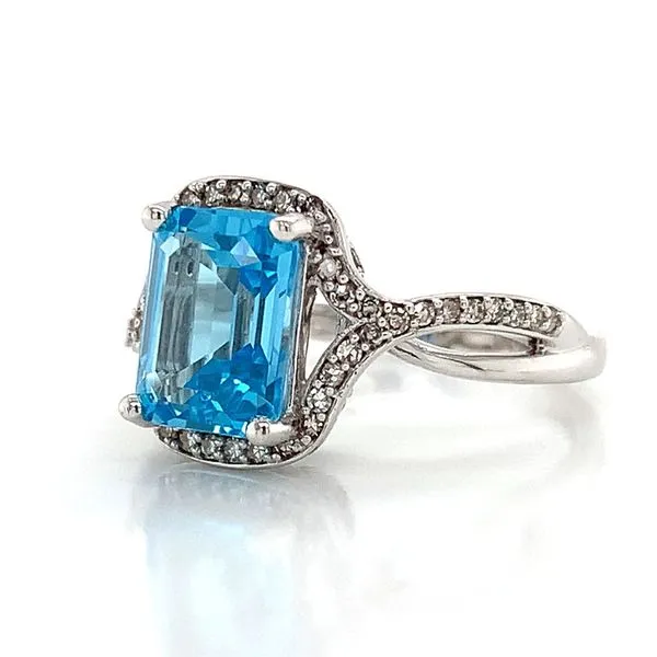 Swiss Blue Topaz And Diamond Ring Image 5 Geralds Jewelry Oak Harbor, WA