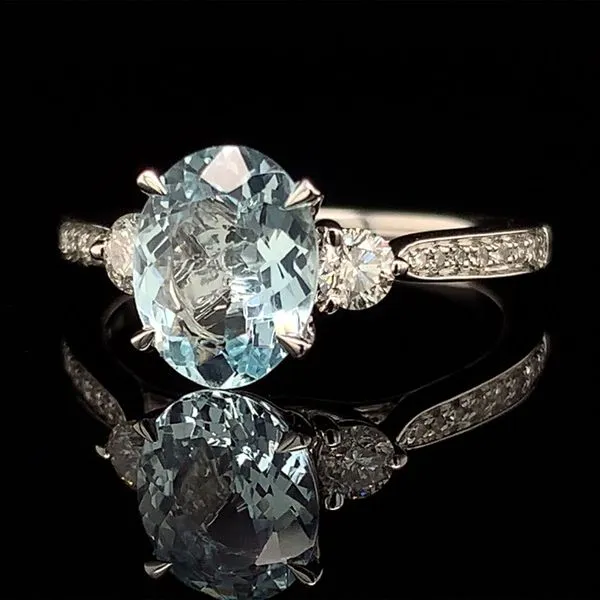 Oval Aquamarine And Diamond Ring Image 2 Geralds Jewelry Oak Harbor, WA