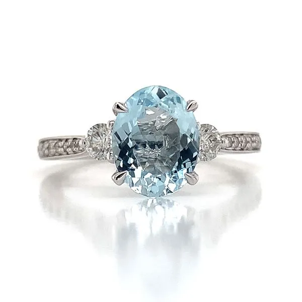Oval Aquamarine And Diamond Ring Image 4 Geralds Jewelry Oak Harbor, WA