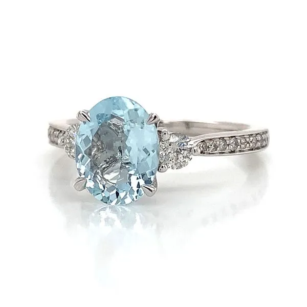 Oval Aquamarine And Diamond Ring Image 5 Geralds Jewelry Oak Harbor, WA