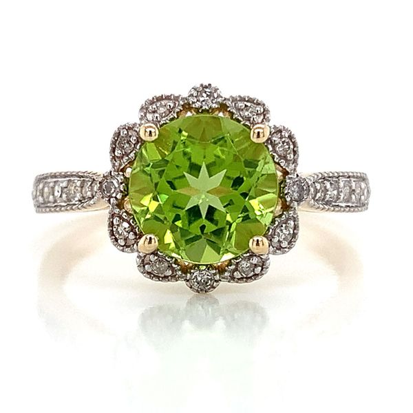 Peridot And Diamond Halo Ring Image 4 Geralds Jewelry Oak Harbor, WA