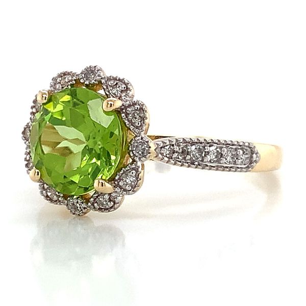 Peridot And Diamond Halo Ring Image 5 Geralds Jewelry Oak Harbor, WA