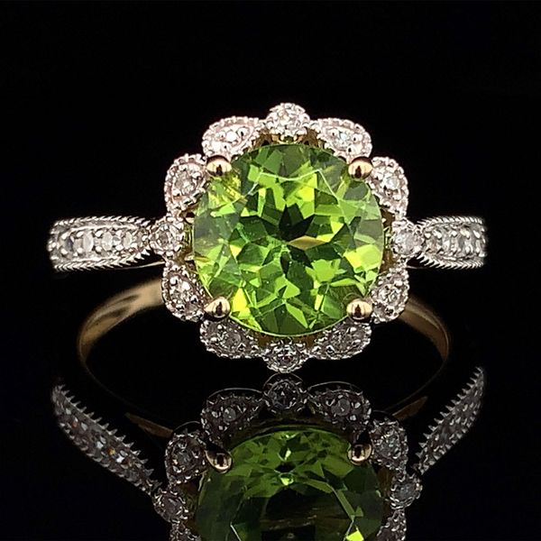Peridot And Diamond Halo Ring Geralds Jewelry Oak Harbor, WA