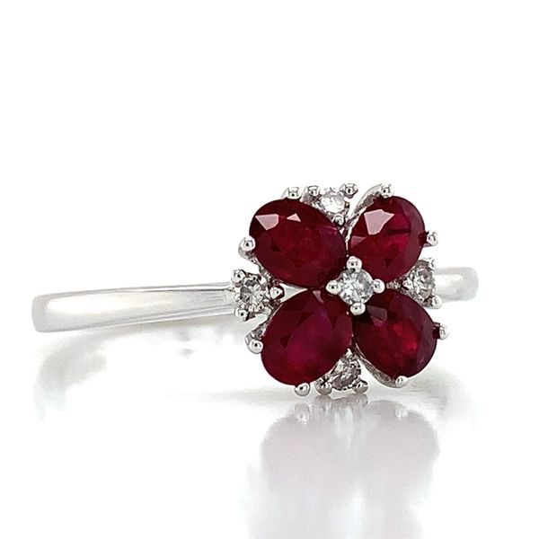Ruby and Diamond Flower Ring Image 5 Geralds Jewelry Oak Harbor, WA