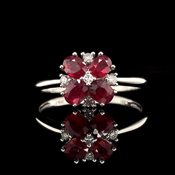 Ruby and Diamond Flower Ring Geralds Jewelry Oak Harbor, WA