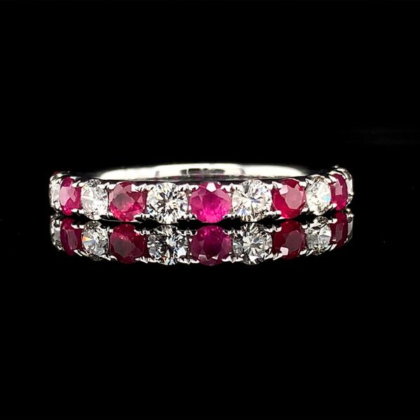 Alternating Natural Ruby and DIamond Thirteen Stone Ring Geralds Jewelry Oak Harbor, WA