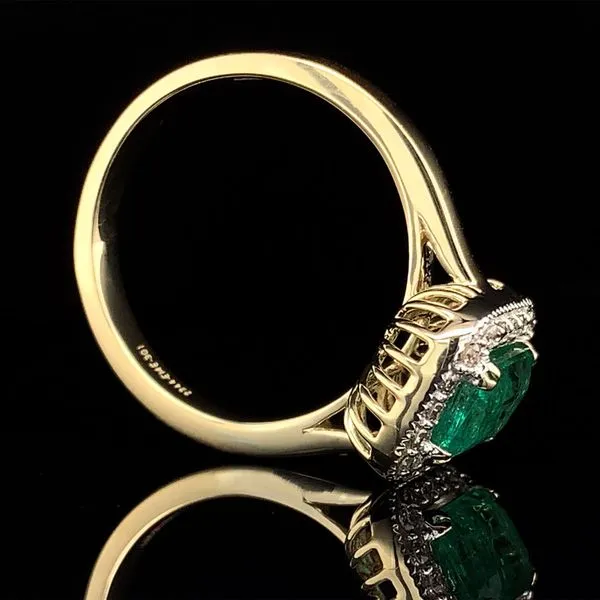 Emerald And Diamond Halo Ring Image 3 Geralds Jewelry Oak Harbor, WA