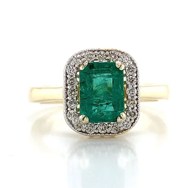 Emerald And Diamond Halo Ring Image 4 Geralds Jewelry Oak Harbor, WA
