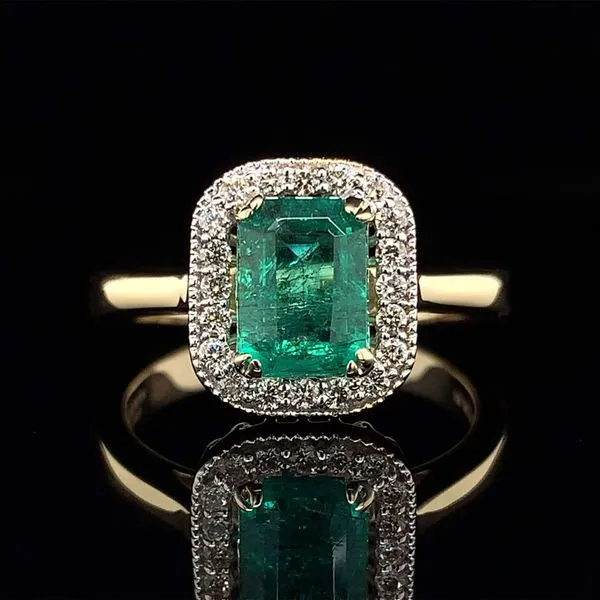 Emerald And Diamond Halo Ring Geralds Jewelry Oak Harbor, WA
