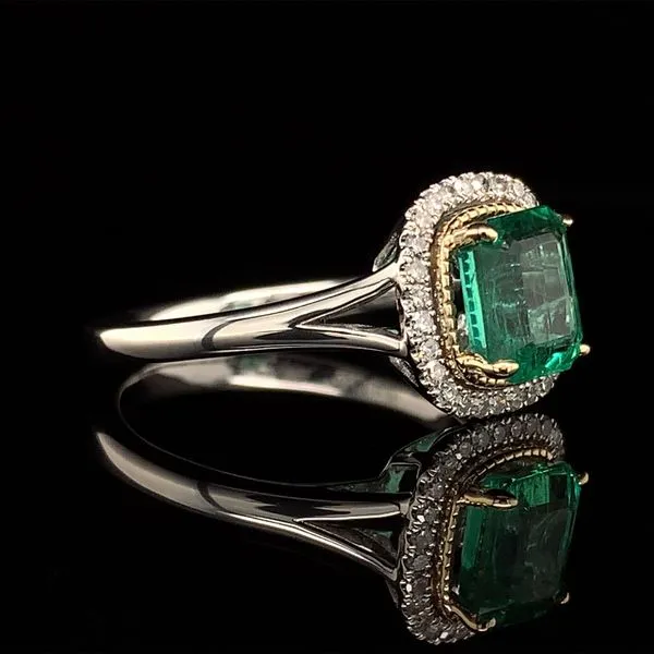 Emerald And Diamond Halo Ring Image 3 Geralds Jewelry Oak Harbor, WA