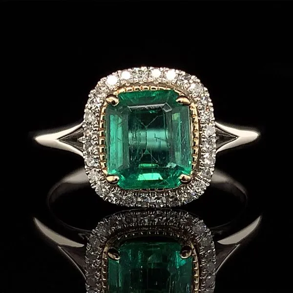 Emerald And Diamond Halo Ring Geralds Jewelry Oak Harbor, WA