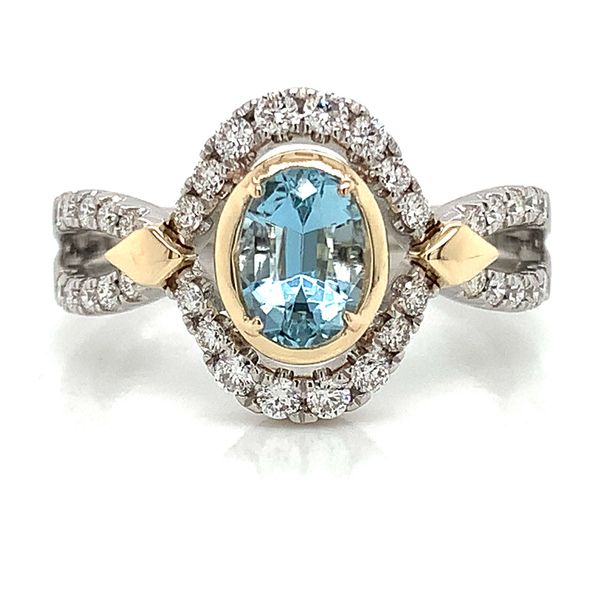 Two Tone Aquamarine and Diamond Ring Image 4 Geralds Jewelry Oak Harbor, WA