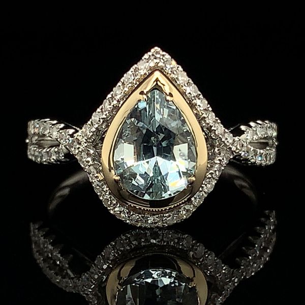 Pear Shape Aquamarine and Diamond Ring Geralds Jewelry Oak Harbor, WA