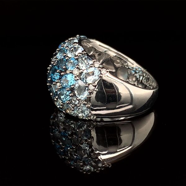 Wide Cluster Style Blue Topaz And Diamond Ring Image 3 Geralds Jewelry Oak Harbor, WA