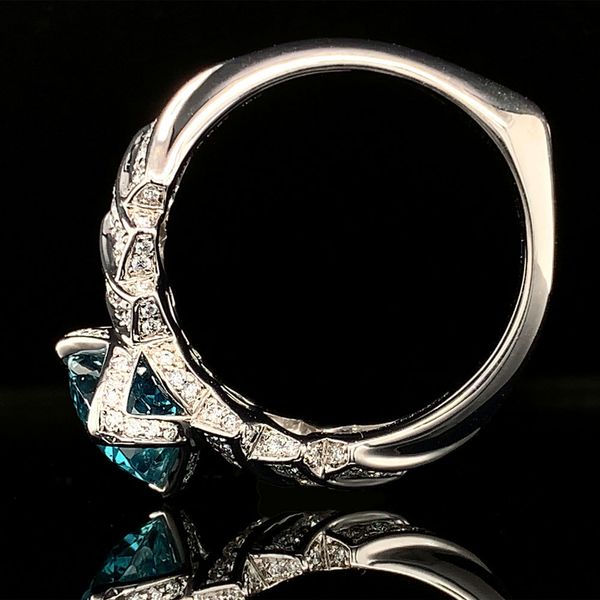 Blue Zircon And Diamond Fashion Ring Image 3 Geralds Jewelry Oak Harbor, WA