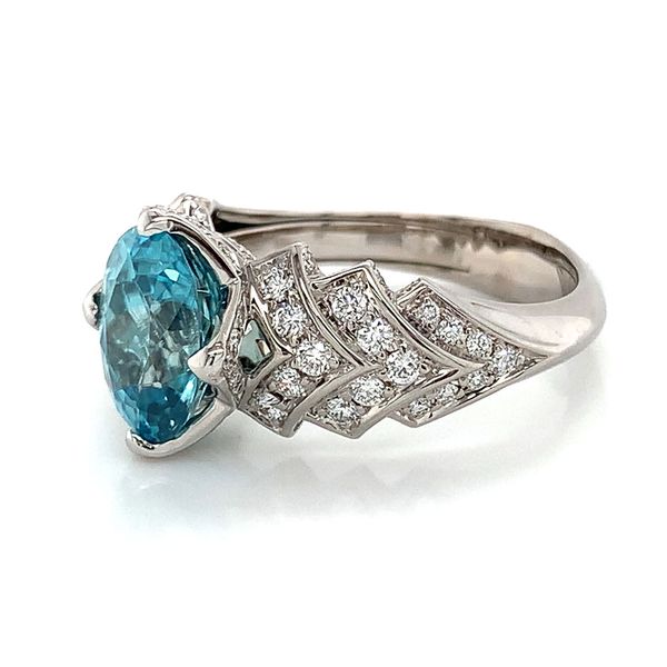 Blue Zircon And Diamond Fashion Ring Image 5 Geralds Jewelry Oak Harbor, WA