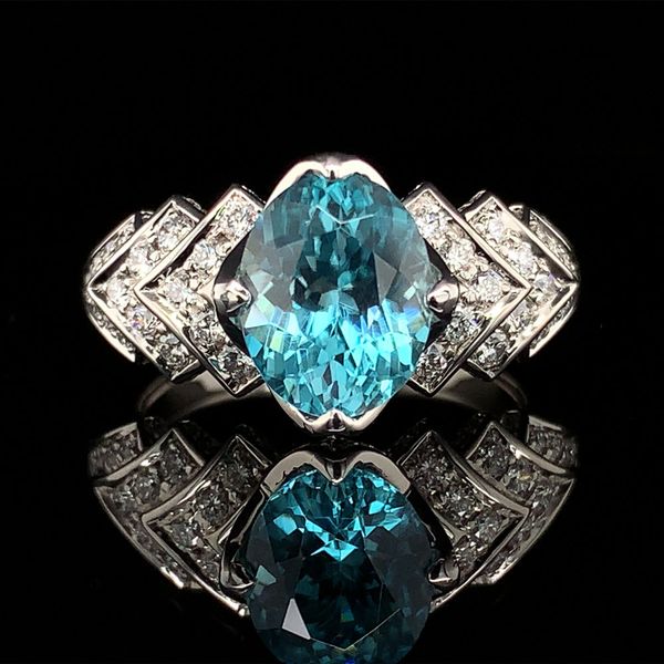 Blue Zircon And Diamond Fashion Ring Geralds Jewelry Oak Harbor, WA