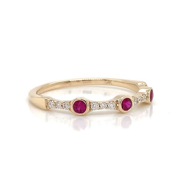 Yellow Gold Alternating Ruby And Diamond Fashion Ring Image 4 Geralds Jewelry Oak Harbor, WA