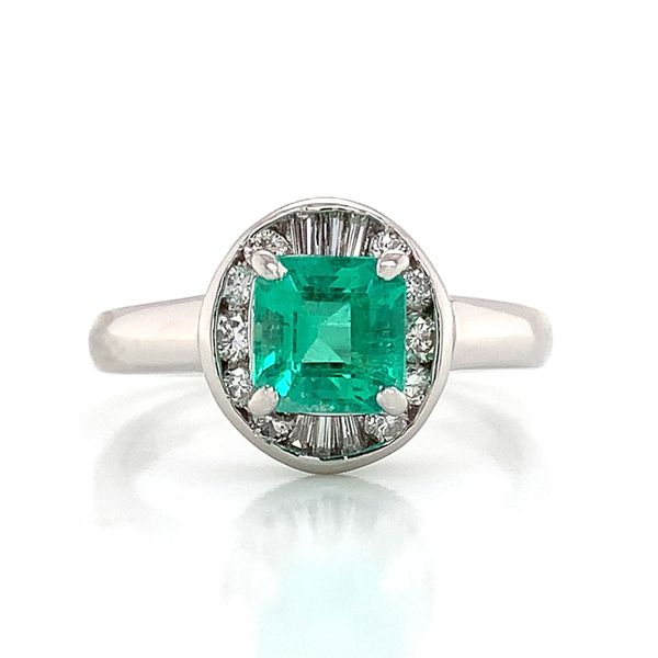 Platinum, Emerald And Diamond Ring Image 4 Geralds Jewelry Oak Harbor, WA