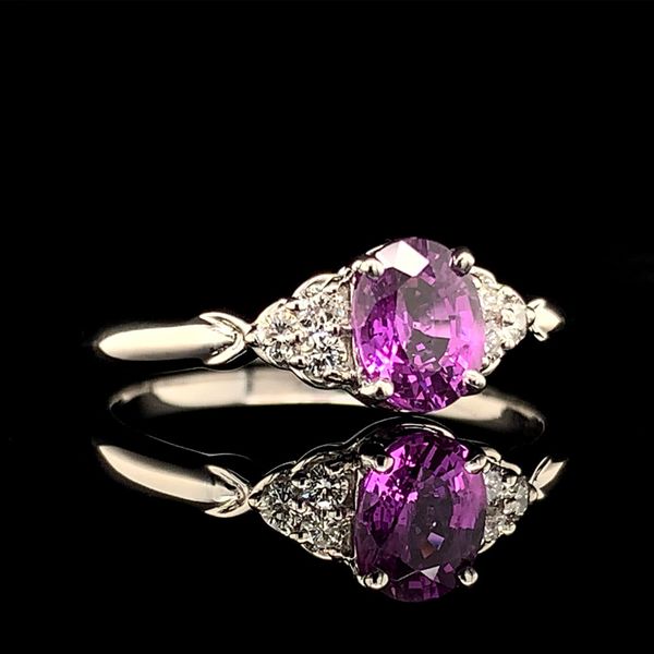 Natural Purple/Pink Sapphire And Diamond Platinum Ring Image 2 Geralds Jewelry Oak Harbor, WA