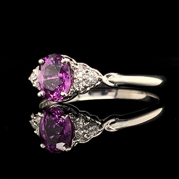 Natural Purple/Pink Sapphire And Diamond Platinum Ring Image 3 Geralds Jewelry Oak Harbor, WA