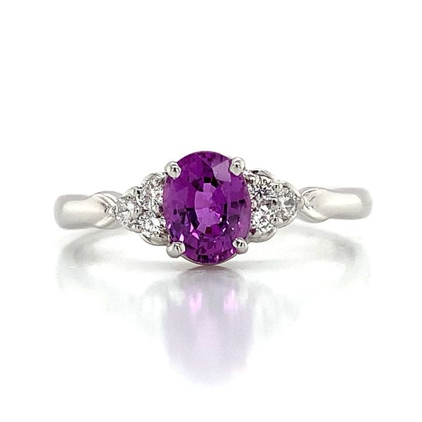 Natural Purple/Pink Sapphire And Diamond Platinum Ring Image 4 Geralds Jewelry Oak Harbor, WA