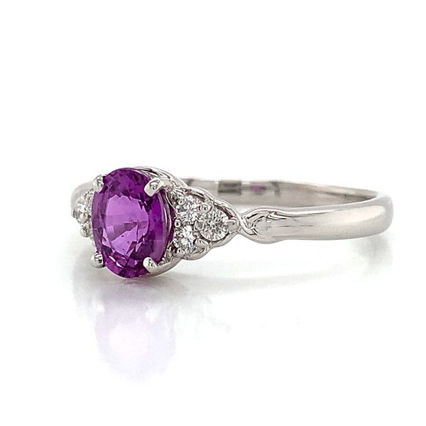 Natural Purple/Pink Sapphire And Diamond Platinum Ring Image 5 Geralds Jewelry Oak Harbor, WA