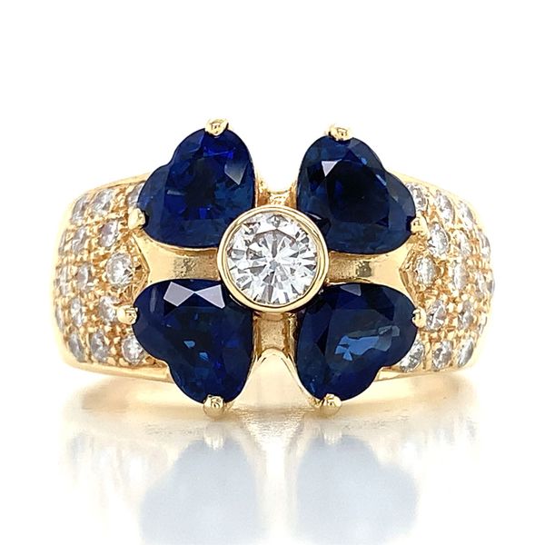 Flower Sapphire And Diamond Ring Image 4 Geralds Jewelry Oak Harbor, WA