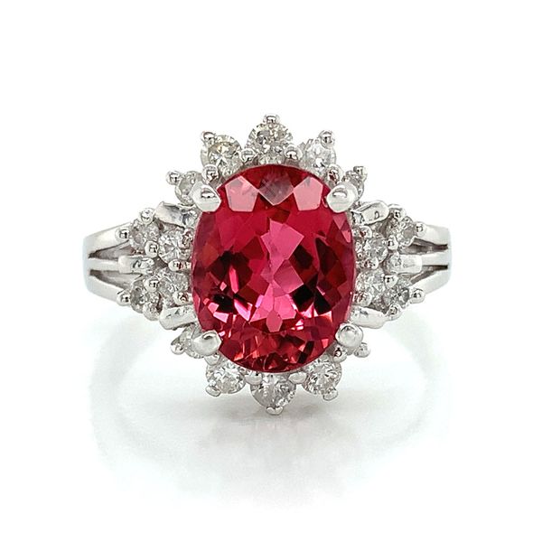 Pink Tourmaline And Diamond Halo Ring Image 4 Geralds Jewelry Oak Harbor, WA