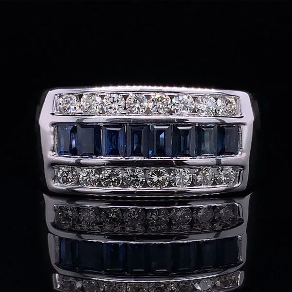 Mens Natural Sapphire And Diamond Channel Set Ring Geralds Jewelry Oak Harbor, WA