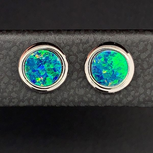 Australian Opal Doublet Earrings Image 2 Geralds Jewelry Oak Harbor, WA