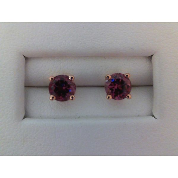Rose Gold and Rhodolite Garnet Earrings Geralds Jewelry Oak Harbor, WA