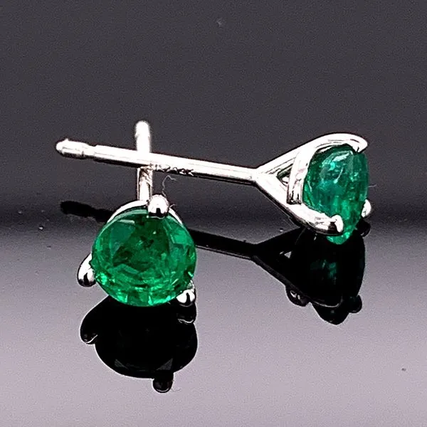 Ladies 14K White Gold And Emerald Stud Earrings Geralds Jewelry Oak Harbor, WA