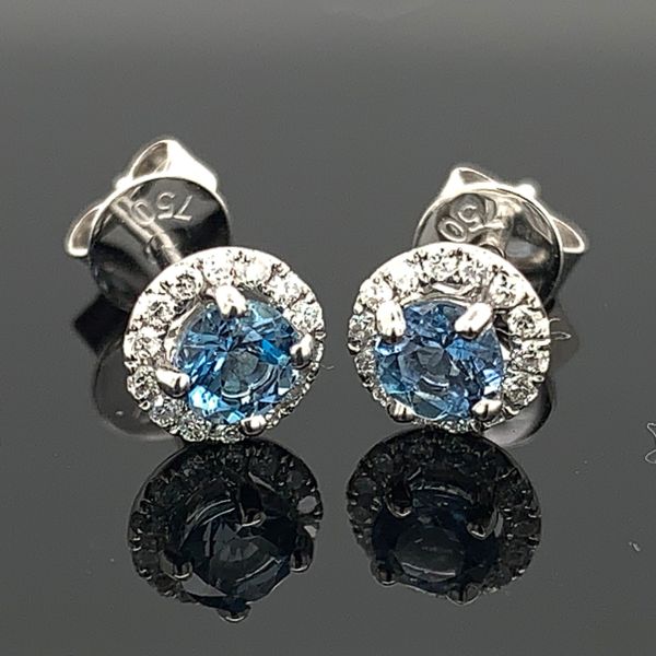 18K White Gold Aquamarine and Diamond Earrings Geralds Jewelry Oak Harbor, WA