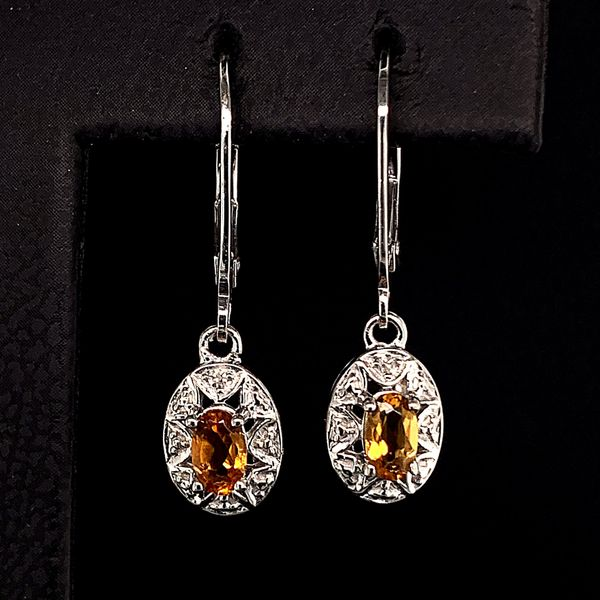 Citrine and Diamond Drop Earrings Geralds Jewelry Oak Harbor, WA