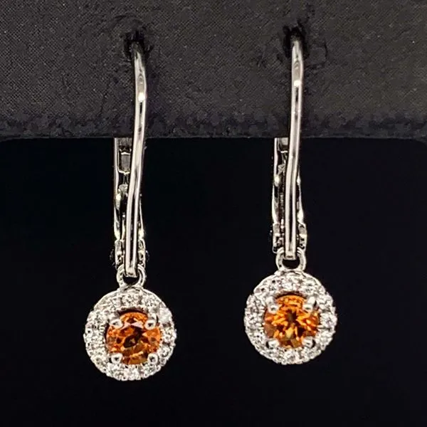 White Gold, Citrine And Diamond Halo Drop Earrings Geralds Jewelry Oak Harbor, WA