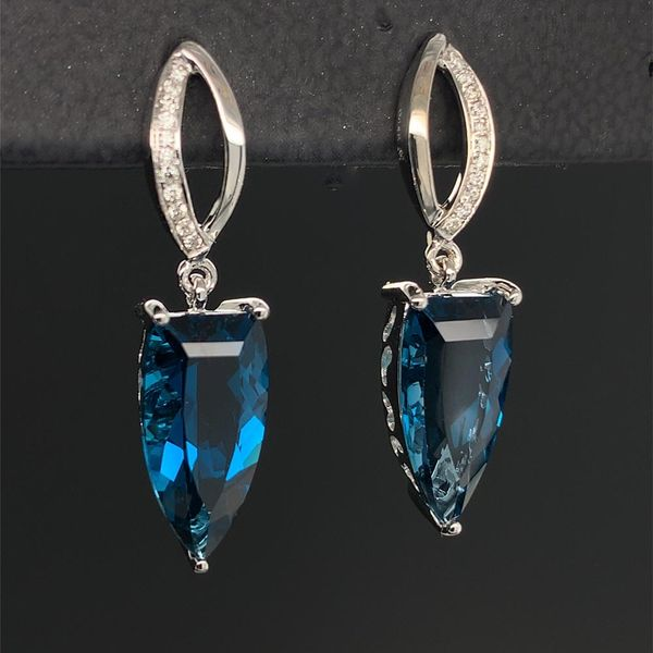 London Blue Topaz And Diamond Earrings Image 2 Geralds Jewelry Oak Harbor, WA