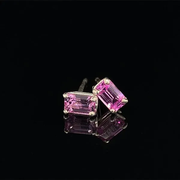 Natural Pink Sapphire Emerald Cut Earrings Geralds Jewelry Oak Harbor, WA