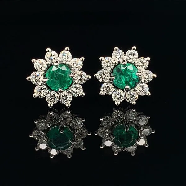 Emerald And Diamond Halo Earrings Geralds Jewelry Oak Harbor, WA