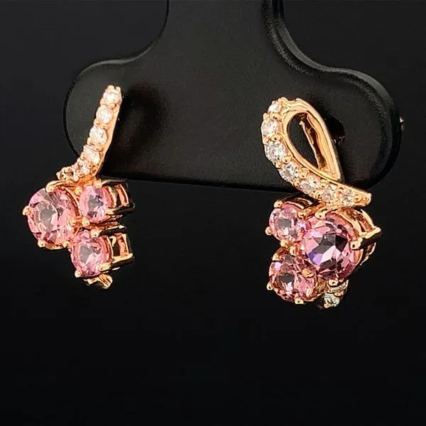 Lotus Garnet And Diamond Cluster Style Drop Earrings Image 2 Geralds Jewelry Oak Harbor, WA
