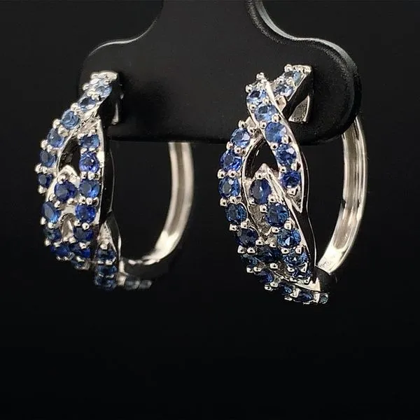 Twisted Style Sapphire Hoop Earrings Image 2 Geralds Jewelry Oak Harbor, WA
