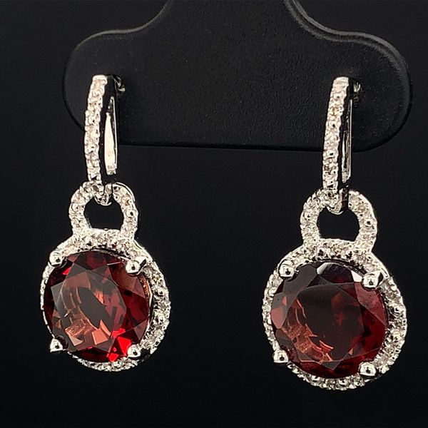 Garnet And Diamond Dangle Earrings Image 2 Geralds Jewelry Oak Harbor, WA
