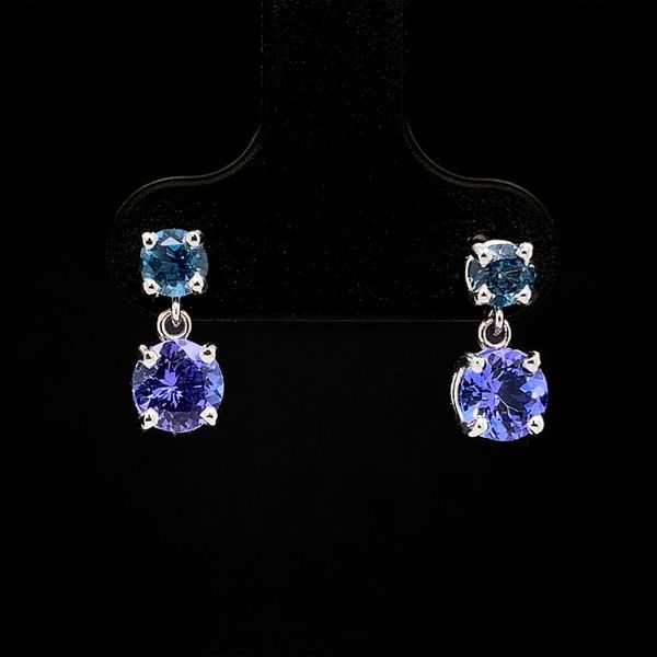Tanzanite And London Blue Topaz Drop Earrings Image 2 Geralds Jewelry Oak Harbor, WA