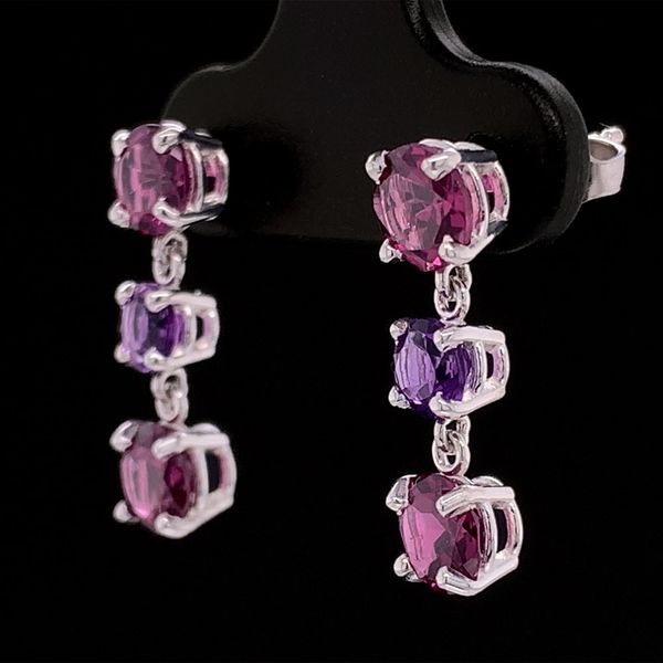 Rhodolite Garnet And Amethyst Drop Earrings Image 2 Geralds Jewelry Oak Harbor, WA